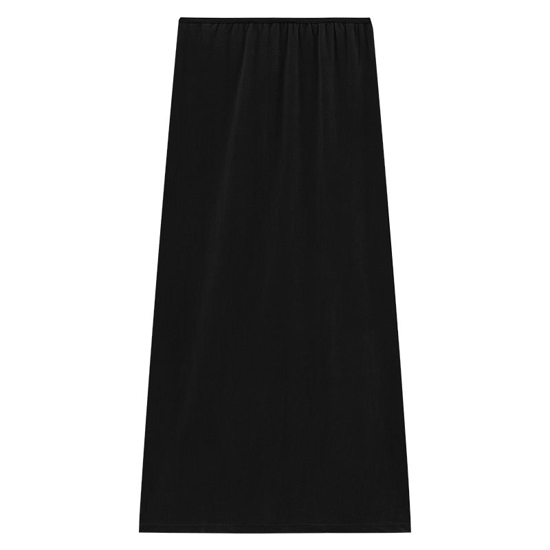 Soft Drape Velvet Straight Midi Skirt