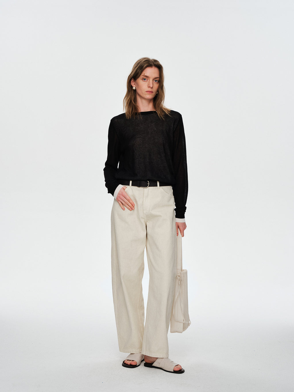 Color-Block Fake Two-Piece Relaxed Knit Top