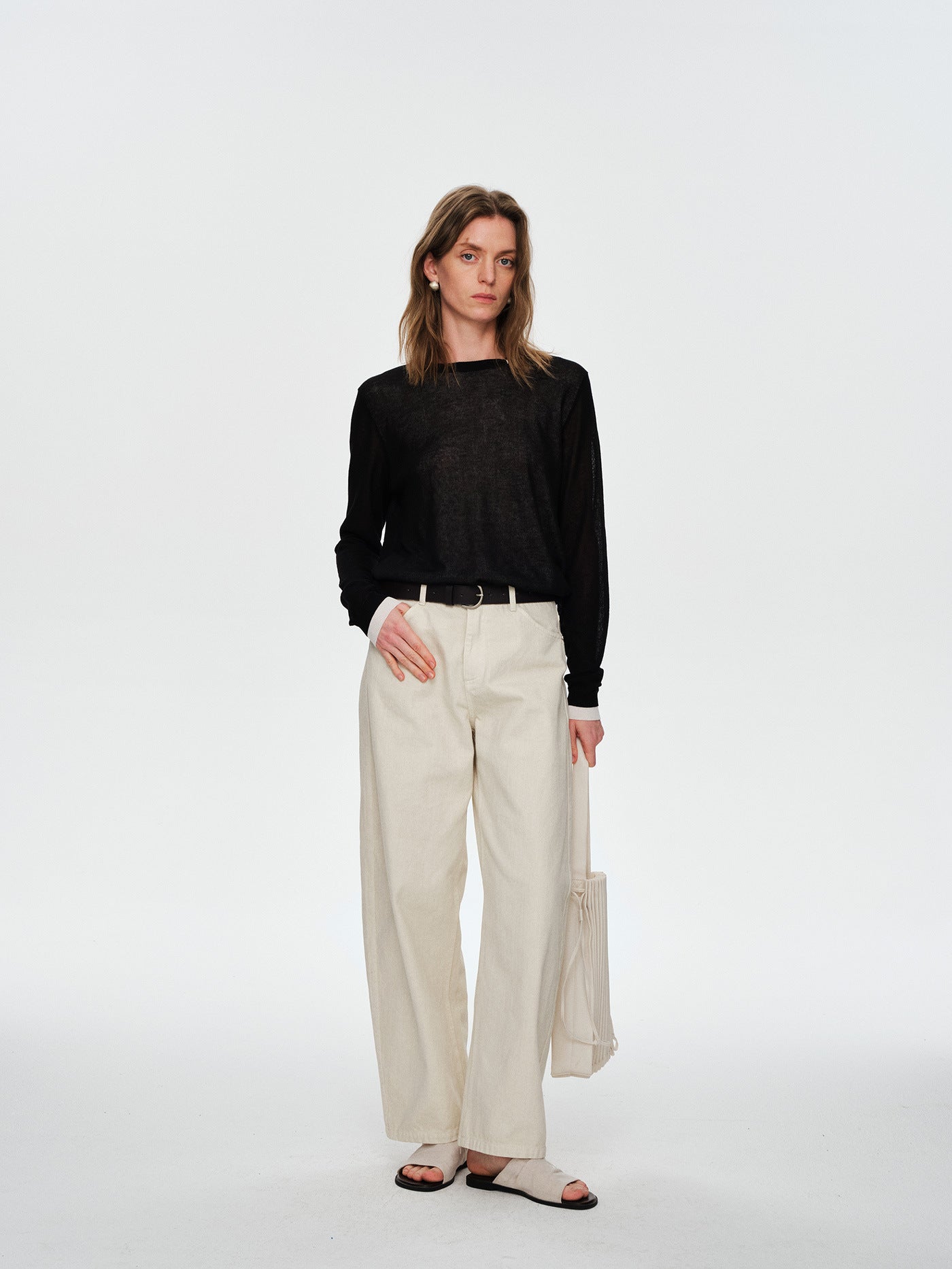 Color-Block Fake Two-Piece Relaxed Knit Top