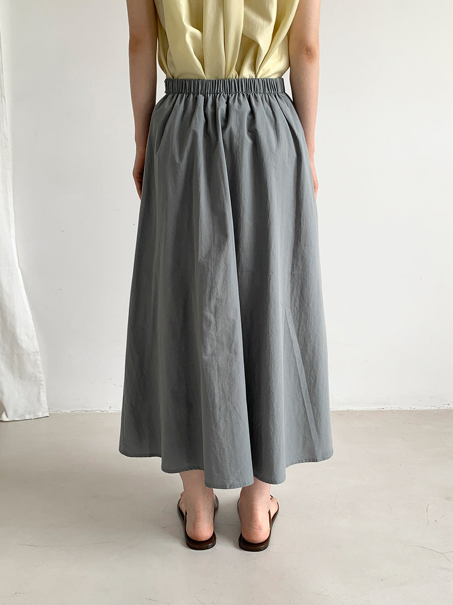 High Waist Twist Front A-Line Maxi Nylon Skirt