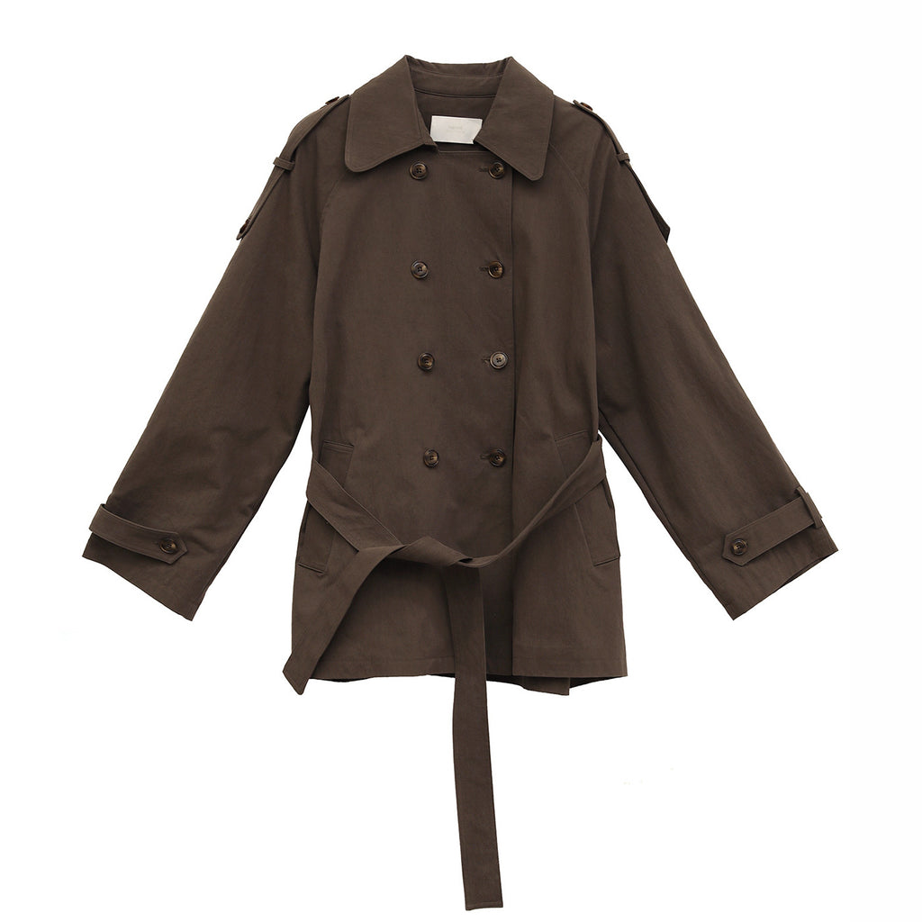 Double-Breasted Lapel Mid-Length Trench Coat