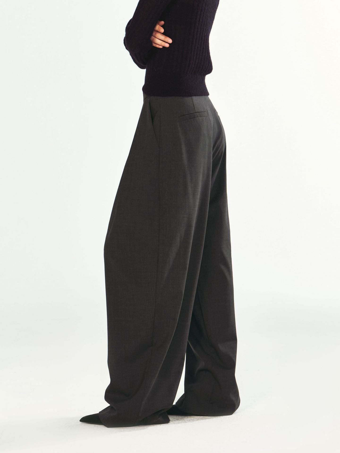 Tailored Cashmere Wide-Leg Trousers