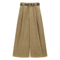 Corduroy Wide-Leg Pants with Belt