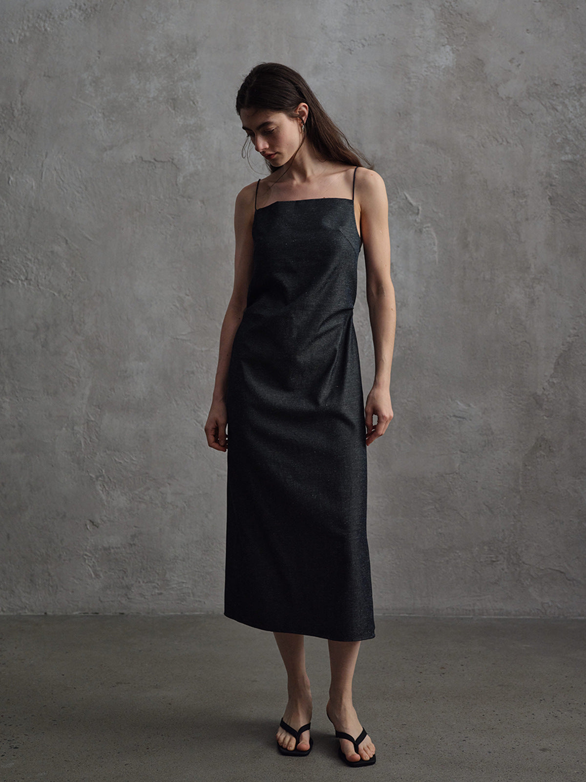 Linen Off-shoulder Strap Dress