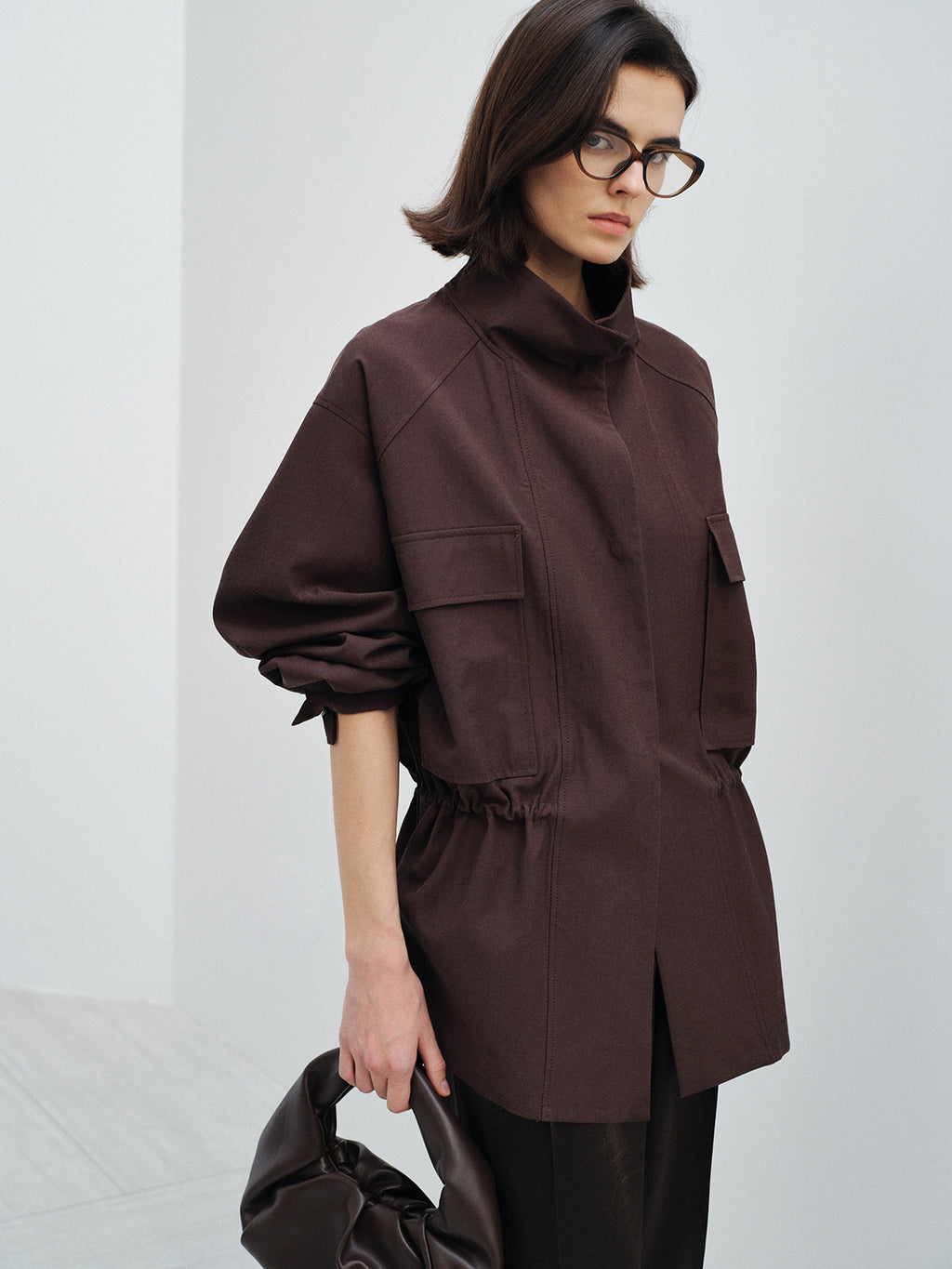 Stand Collar Large Patch Pocket Jacket