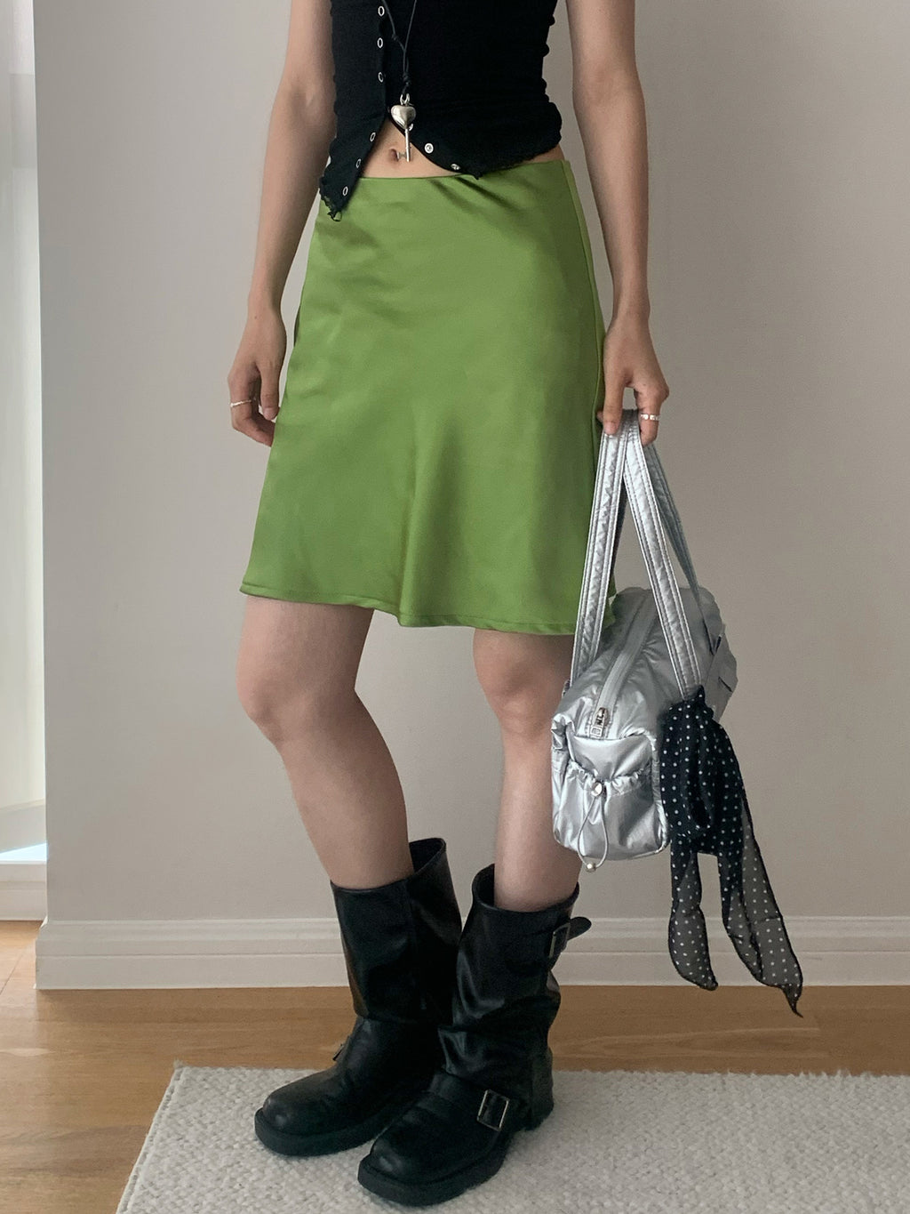 High Waist Bias Cut Minimalist Slip Midi Skirt