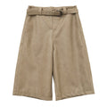 Straight-Leg PU Leather Shorts with Belt