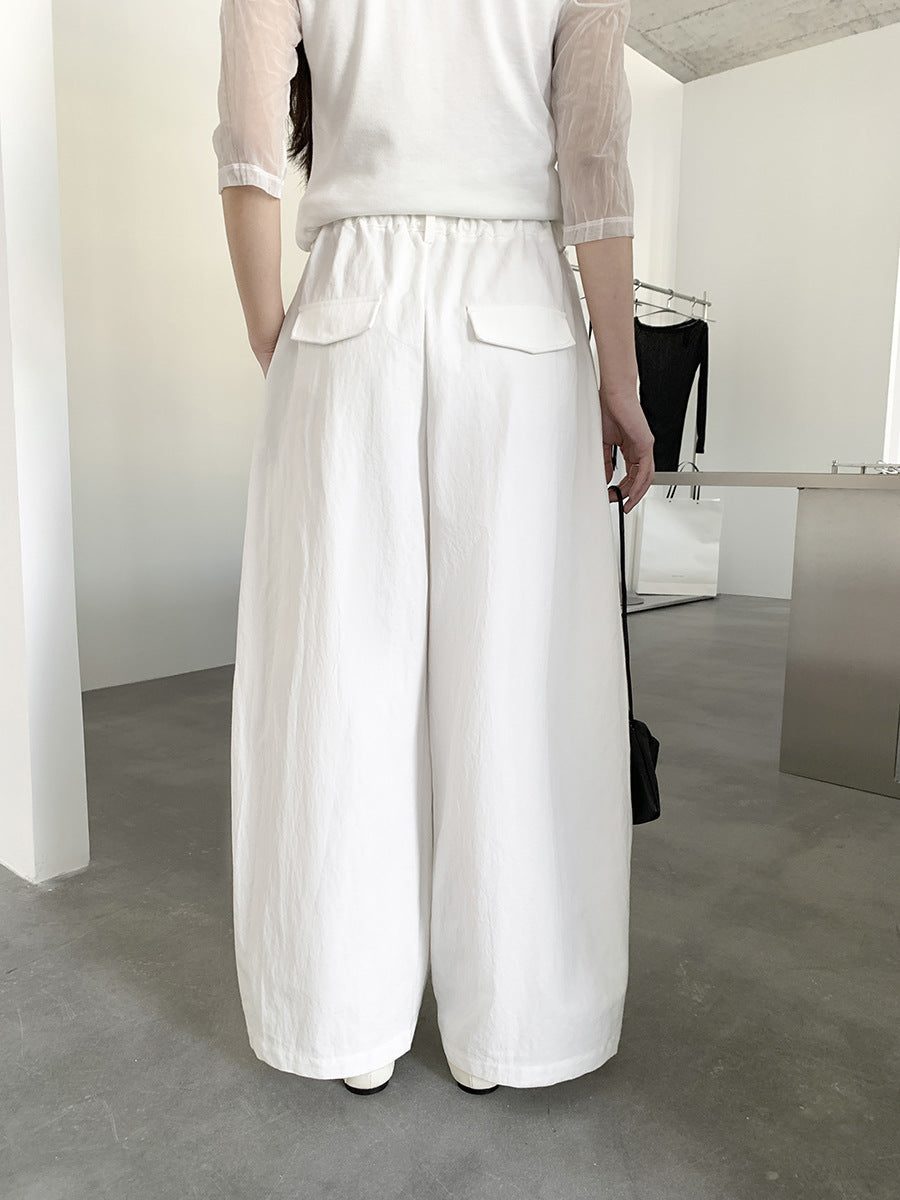 Drawstring Wide-Leg Casual Pants