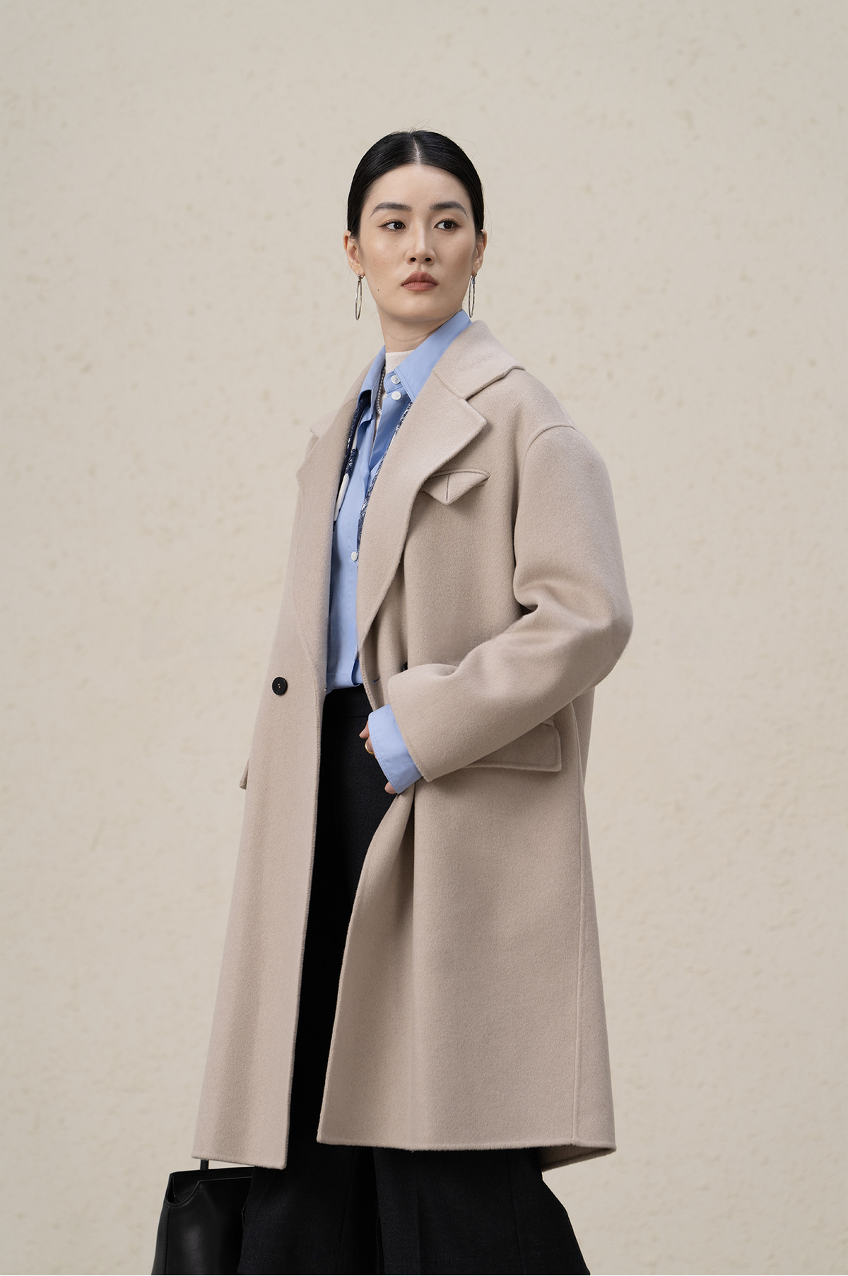 Double-breasted Merino Wool & Cashmere Long Coat