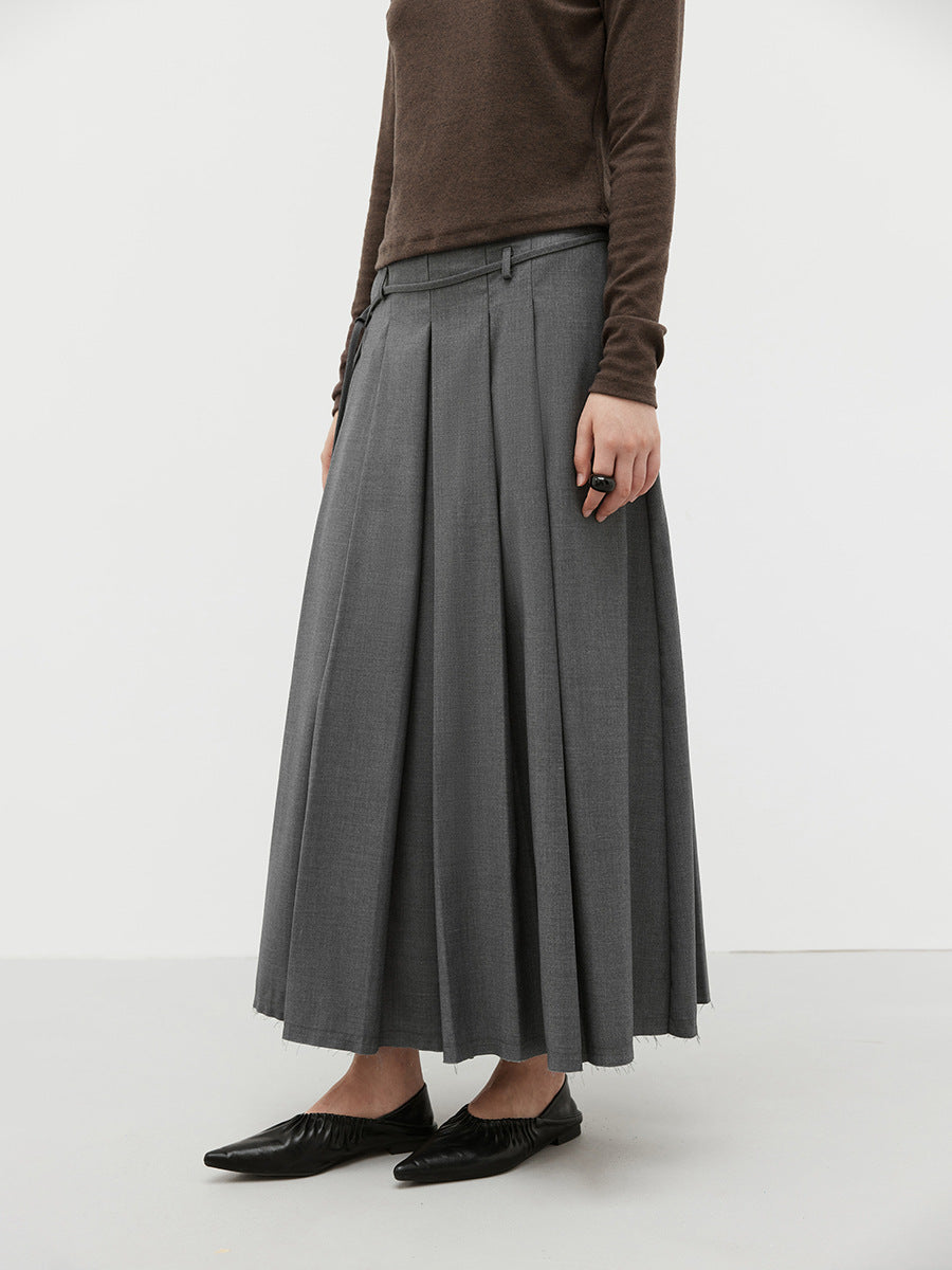 A-Line Pleated Maxi Skirt