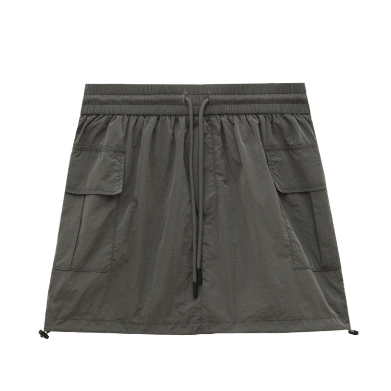 Drawstring Nylon Short Skirt