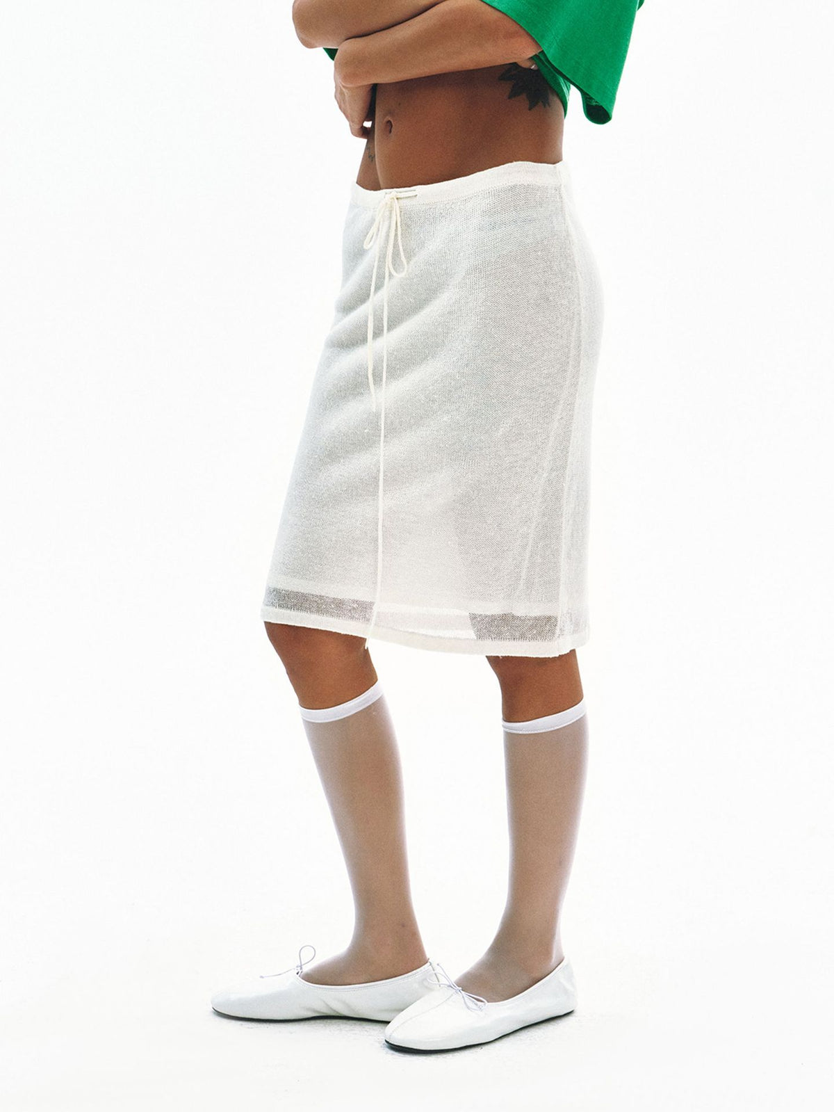 Breathable Sheer Linen Knit Skirt