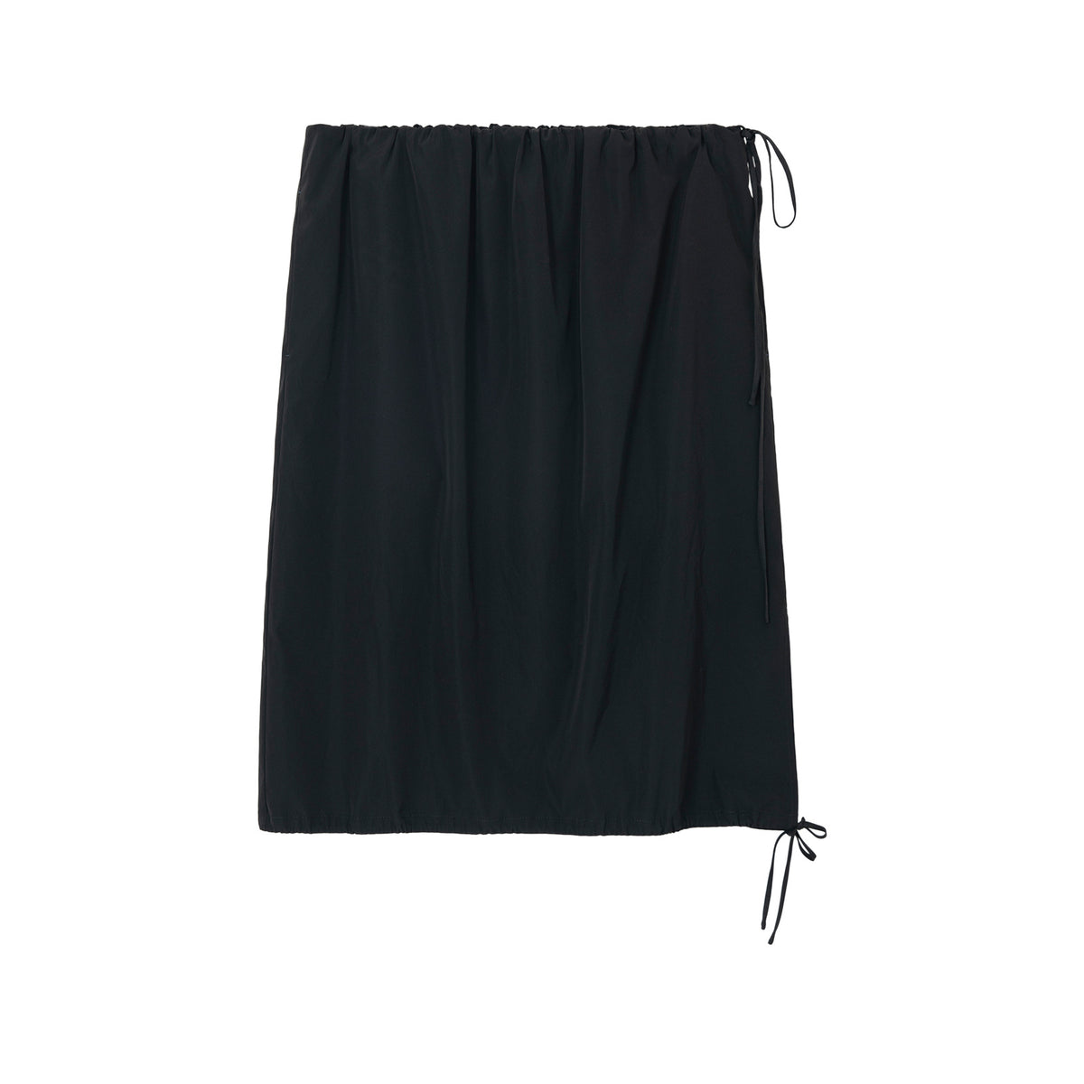 Minimalist Drawstring Side Slit Midi Skirt