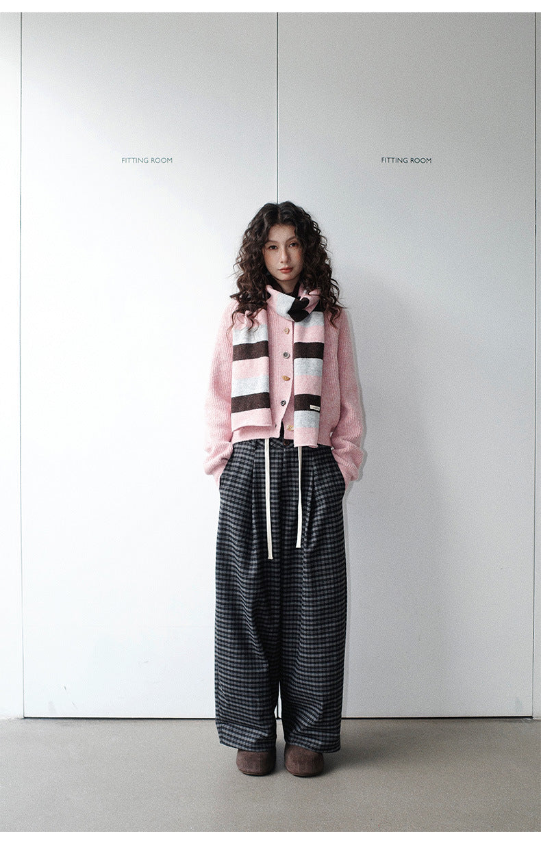 Baggy Plaid Casual Wide-Leg Pants