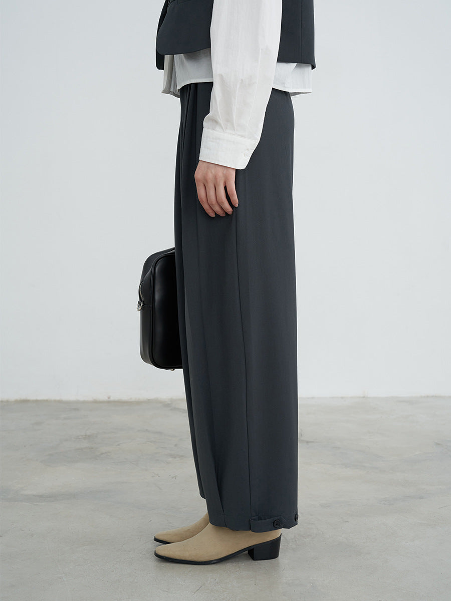 High Waist Pleated Straight Leg Trousers