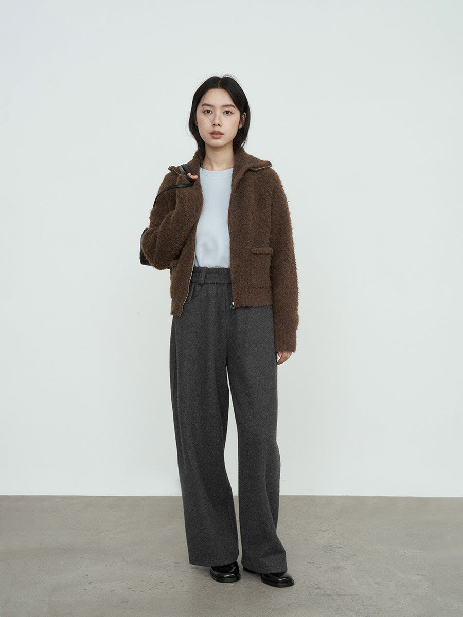 High-Rise Straight-Leg Wool Pants