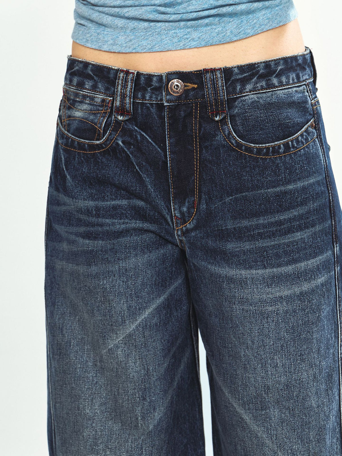 Vintage Washed Heavy-duty Jeans