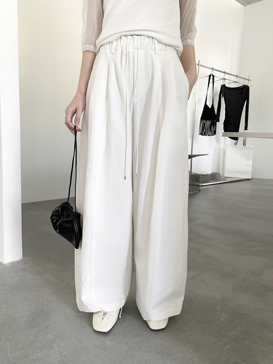 Drawstring Wide-Leg Casual Pants