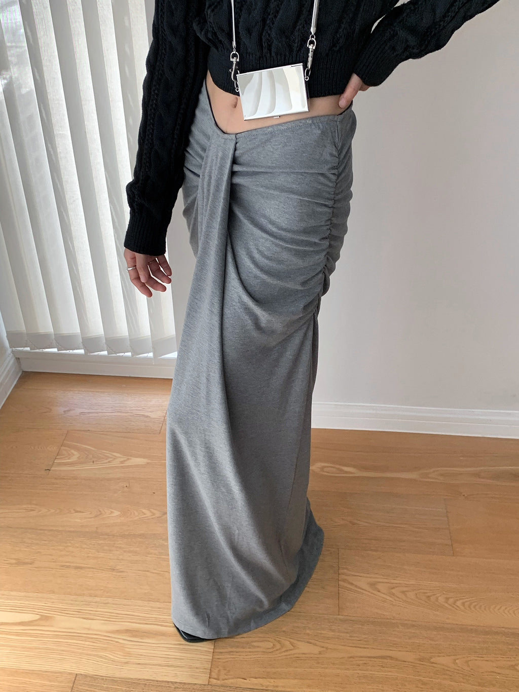 Draped Ruched Maxi Mermaid Skirt Dress