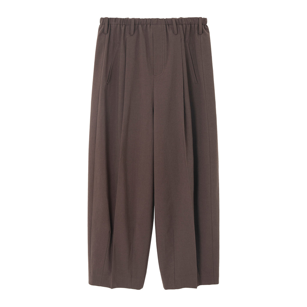 Wool Cotton Elastic Waist Straight Leg Baggy Pants