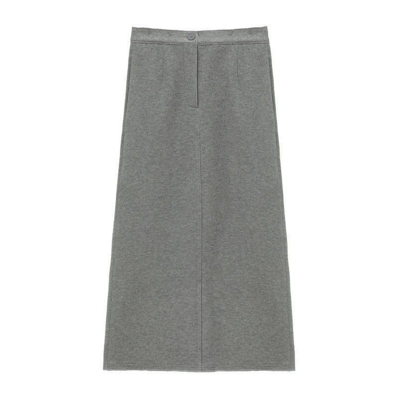 Back-Slit Smooth Maxi Skirt