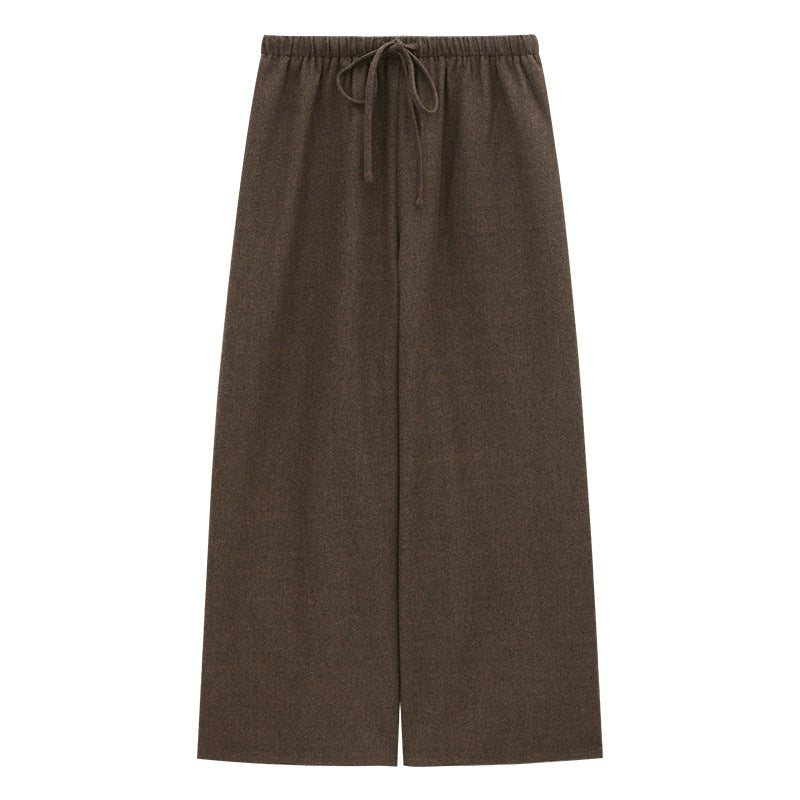 Wool-Blend Relaxed Wide-Leg Drawstring Pants