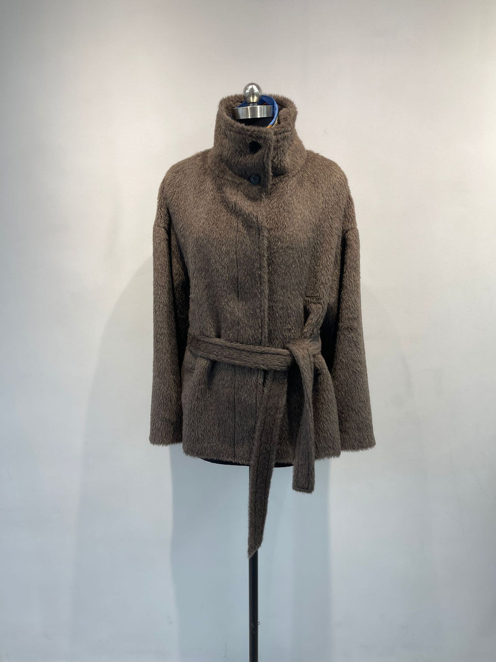 Suri Alpaca & Wool Lace-Up Downy Short Coat