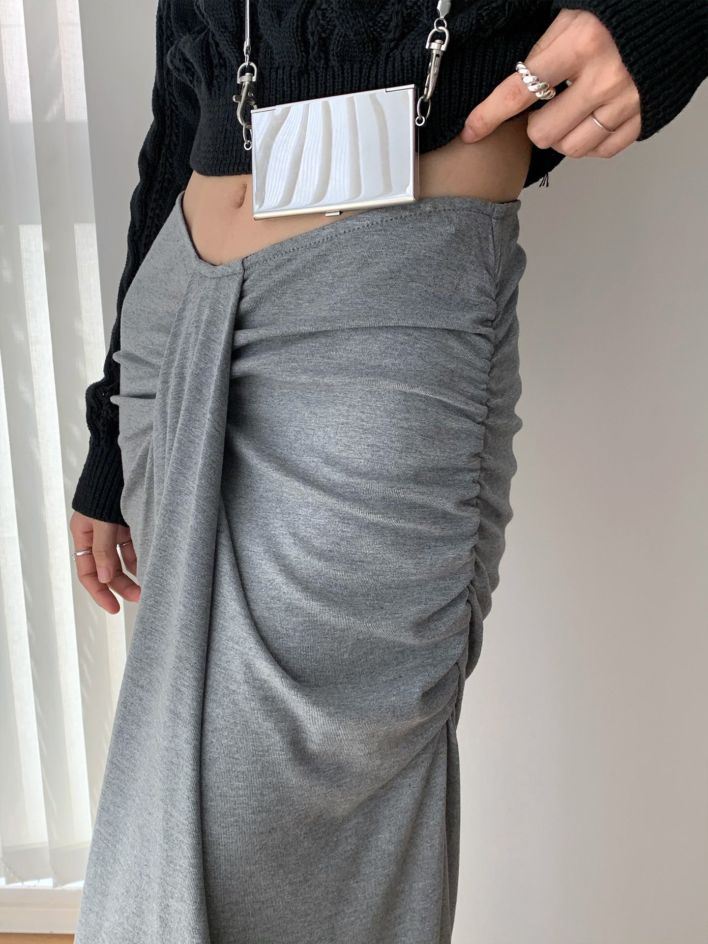 Draped Ruched Maxi Mermaid Skirt Dress