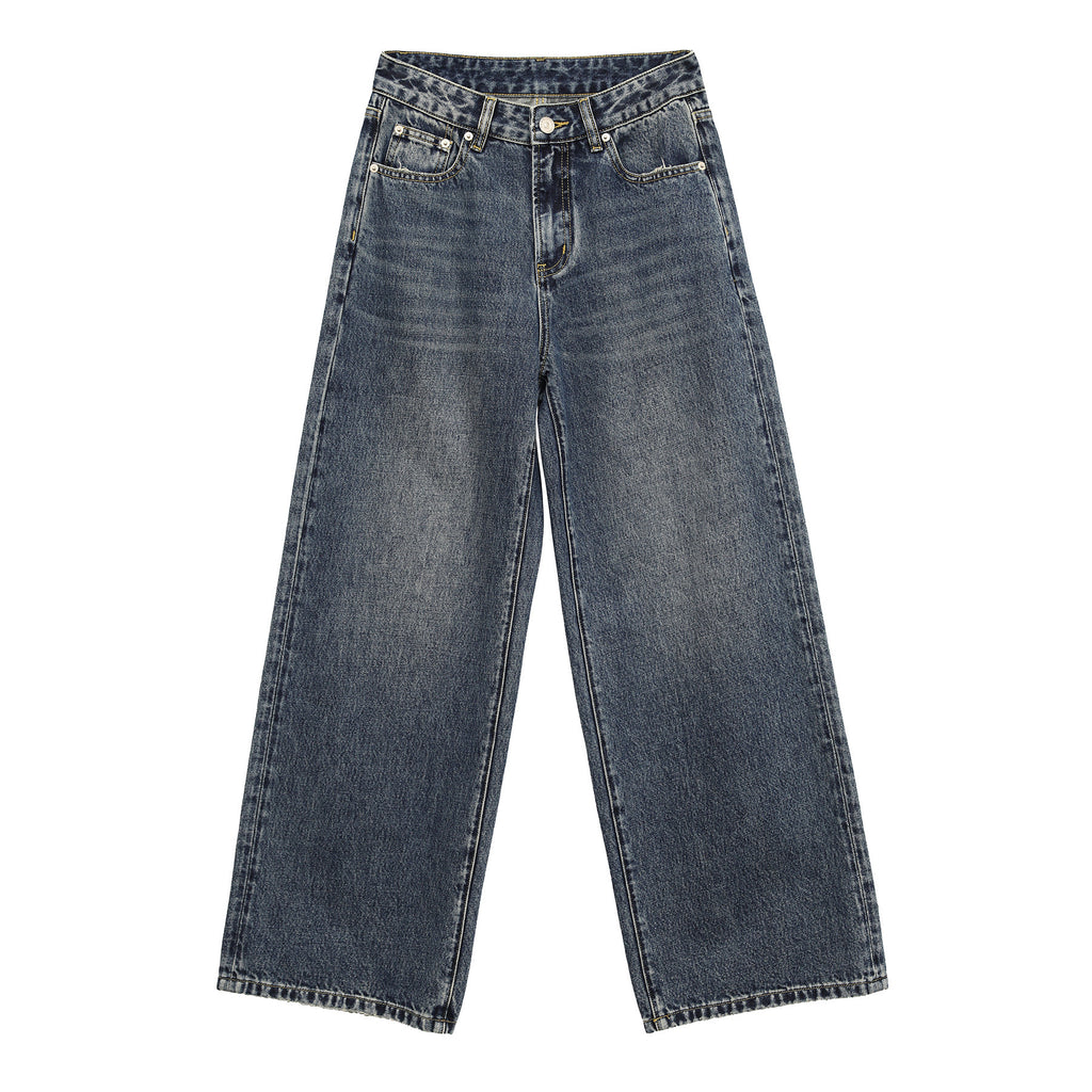 Solid Color Straight-Leg Jeans