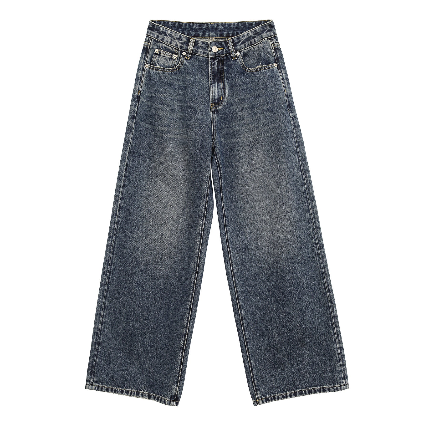 Solid Color Straight-Leg Jeans