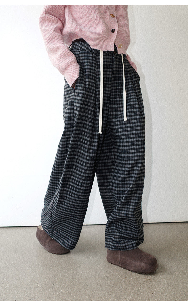 Baggy Plaid Casual Wide-Leg Pants