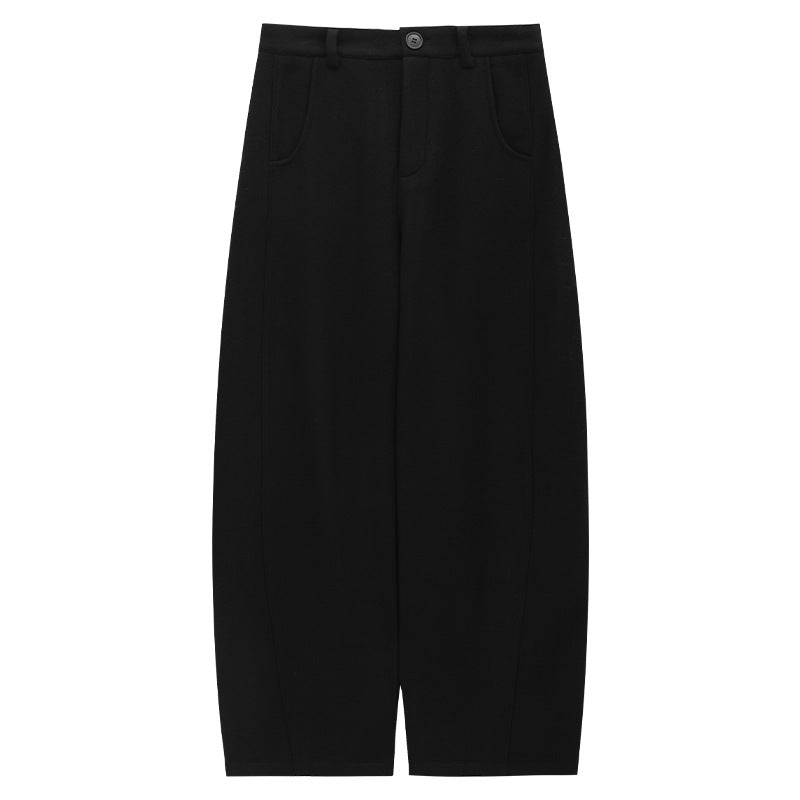 High-Waisted Wide-Leg Ponte Pants with Contrast Seam Detailing