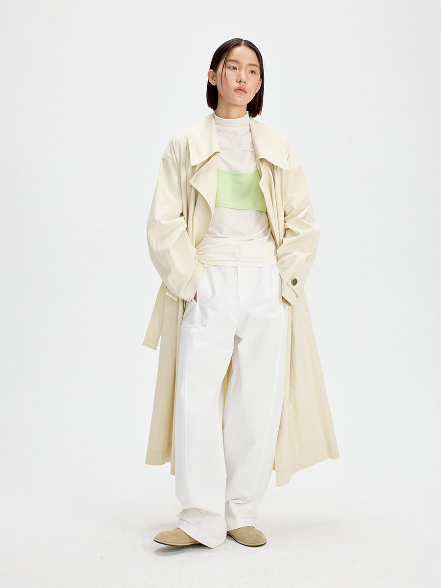 High Waist Wide-Leg Cargo Trousers with Adjustable Hem