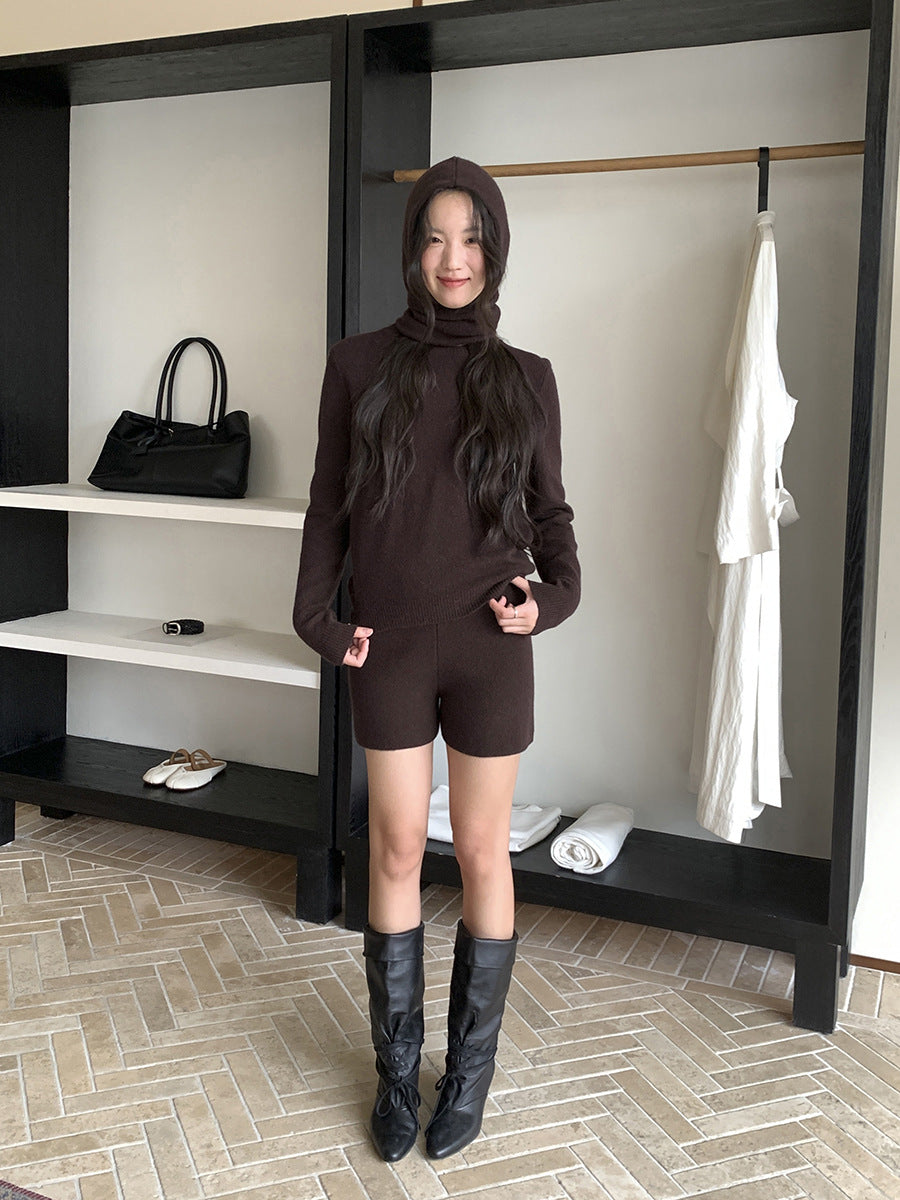 100% Wool High-Waisted Shorts