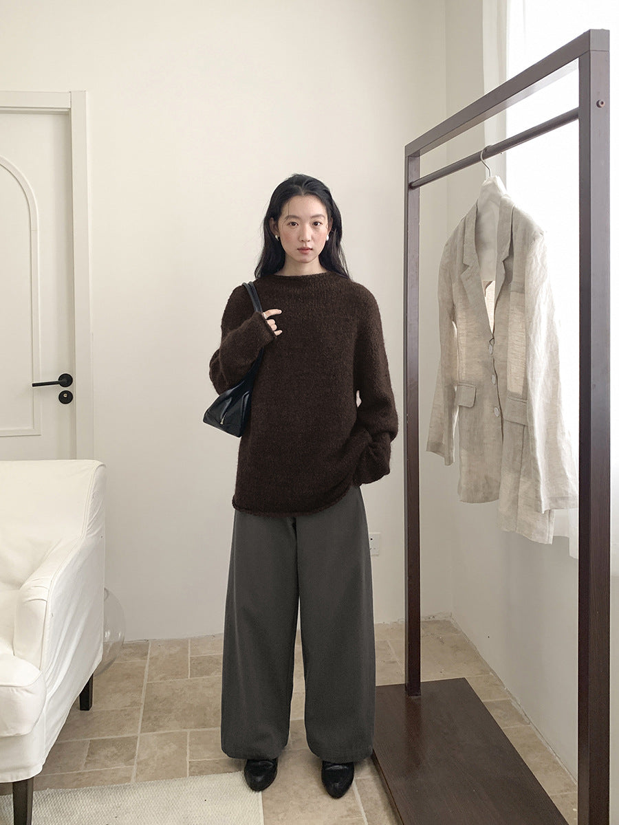 Minimalist Warm Straight-Leg Casual Pants