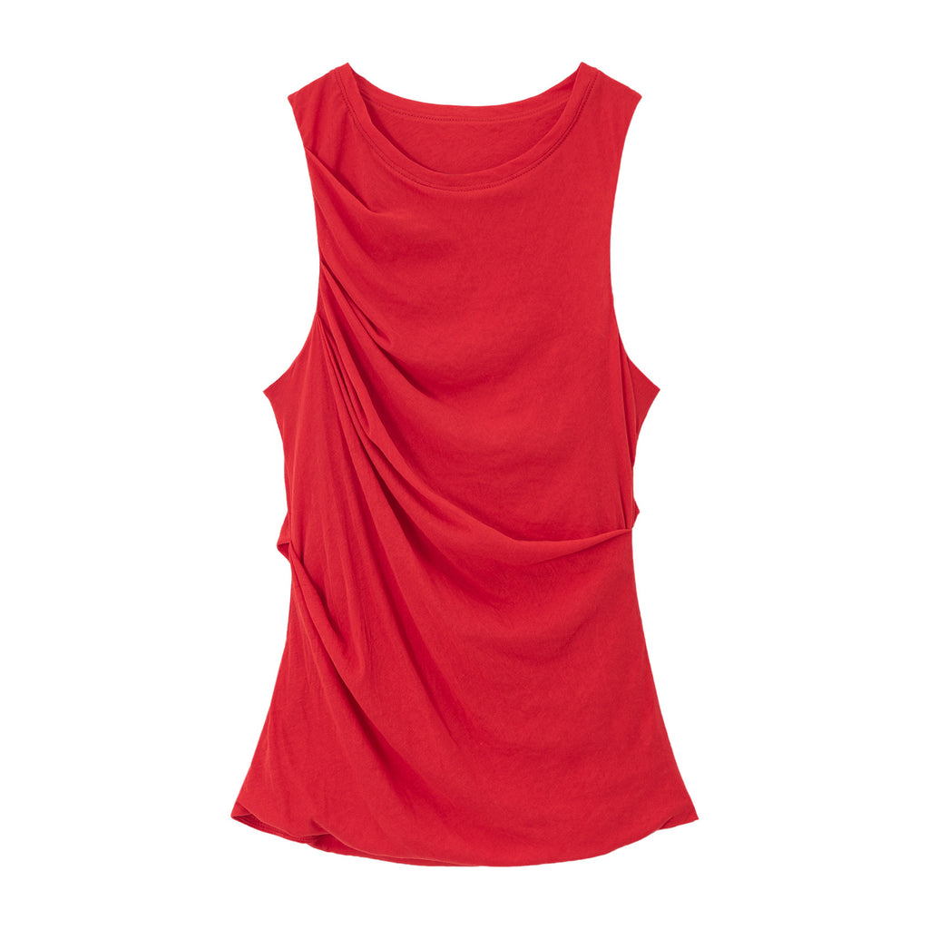 Asymmetrical Pleated Tank Top