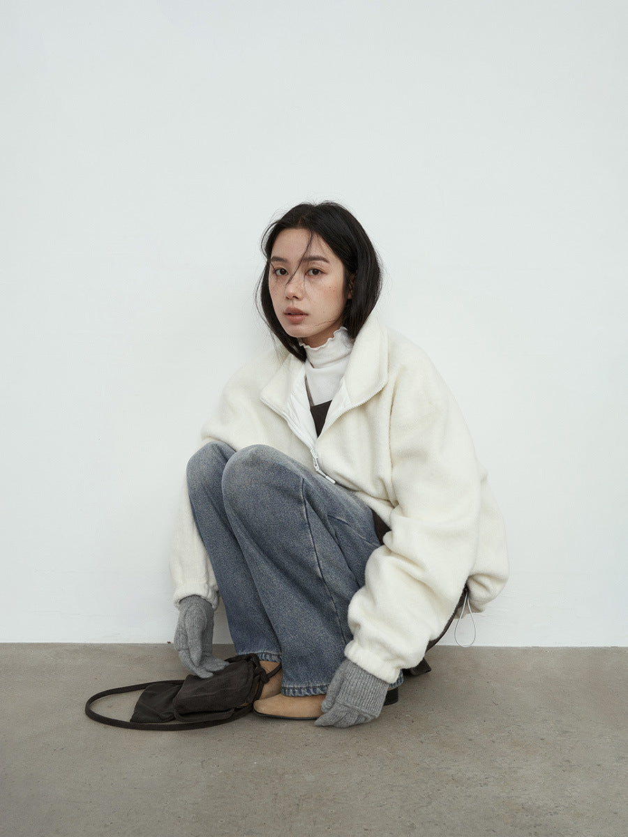 Oversized Polar Fleece Full Zip Jacket