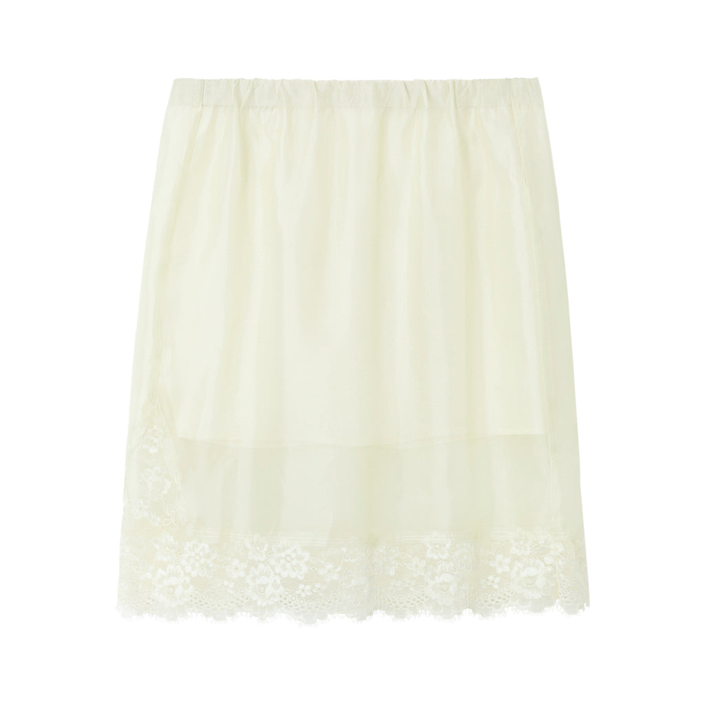 Mulberry Silk Lace Elastic Waist Midi Skirt