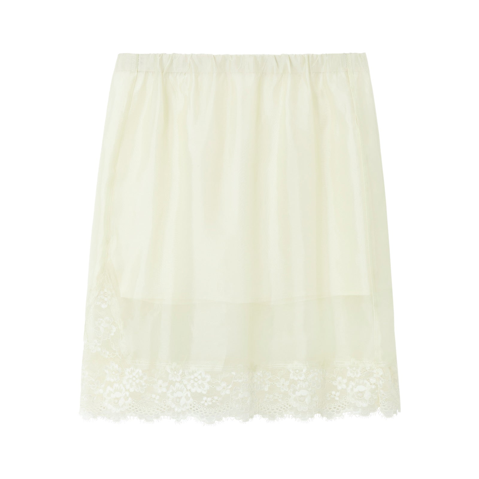 Mulberry Silk Lace Elastic Waist Midi Skirt