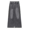 Washed High-Waist Straight-Leg Flared Jeans