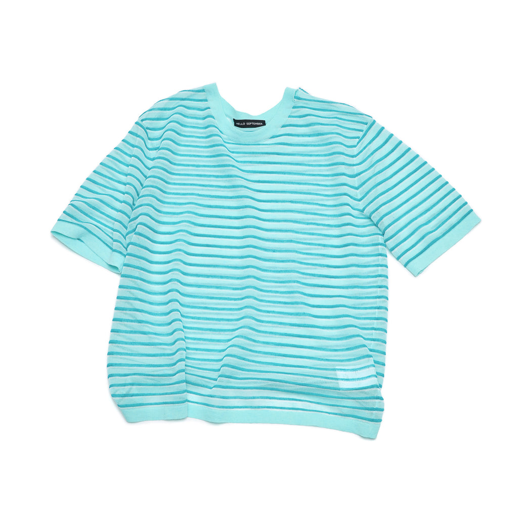 Silk Linen Striped Knit T-Shirt