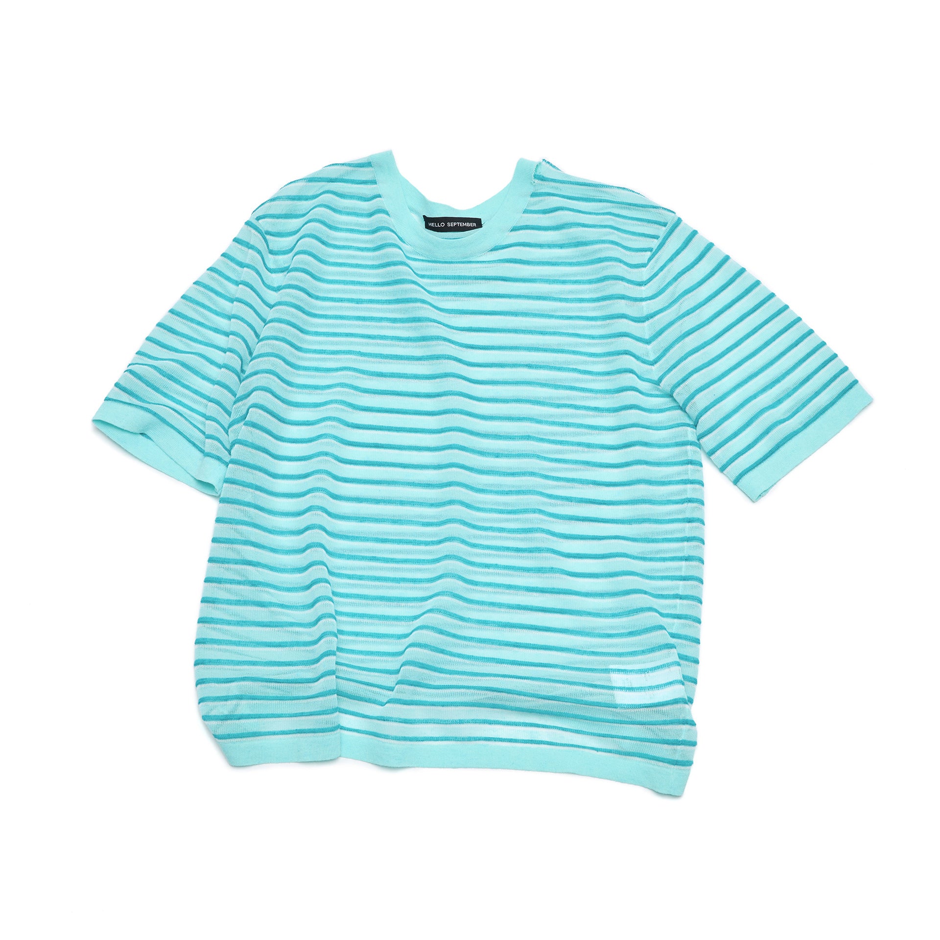 Silk Linen Striped Knit T-Shirt