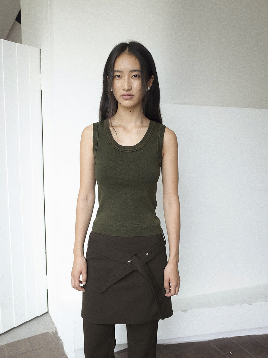 Cotton Slim-fit Knit Smooth Tank Top