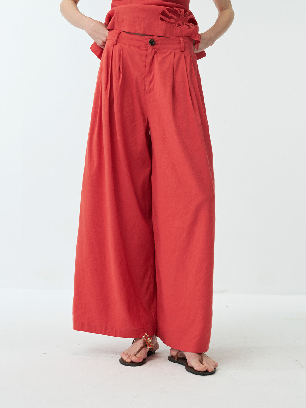 Linen Casual Drapey Wide-Leg Pants