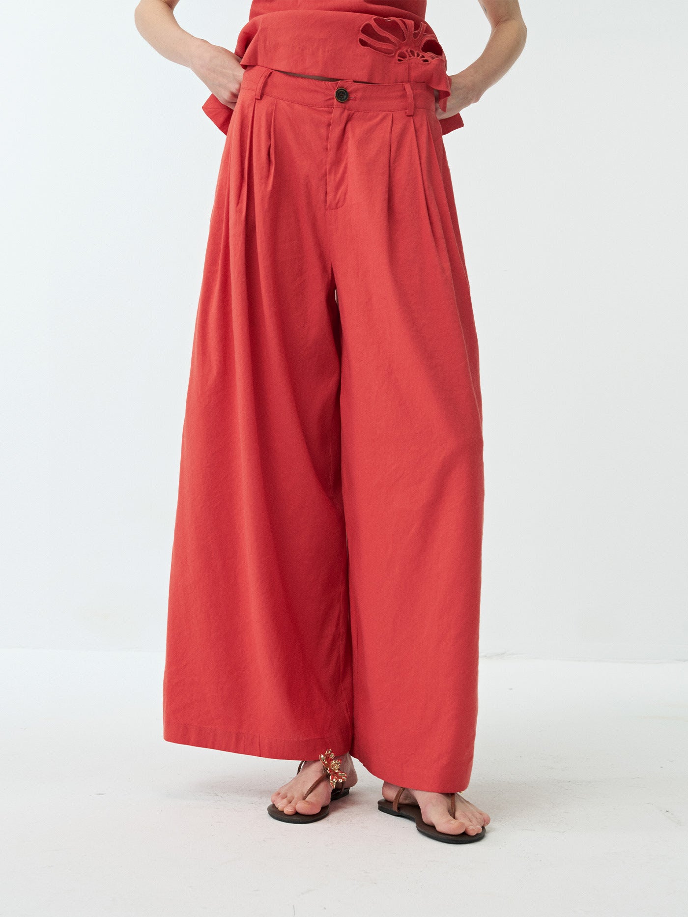 Linen Casual Drapey Wide-Leg Pants