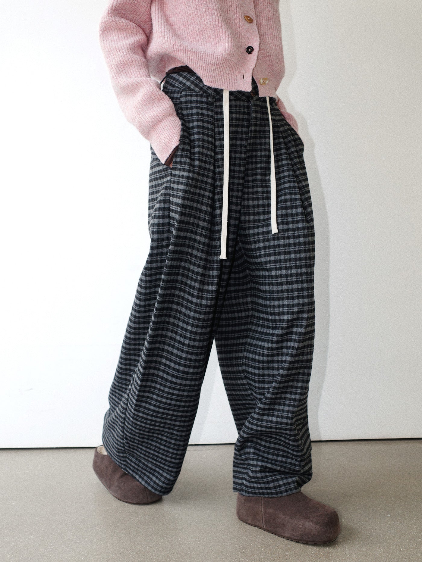 Baggy Plaid Casual Wide-Leg Pants