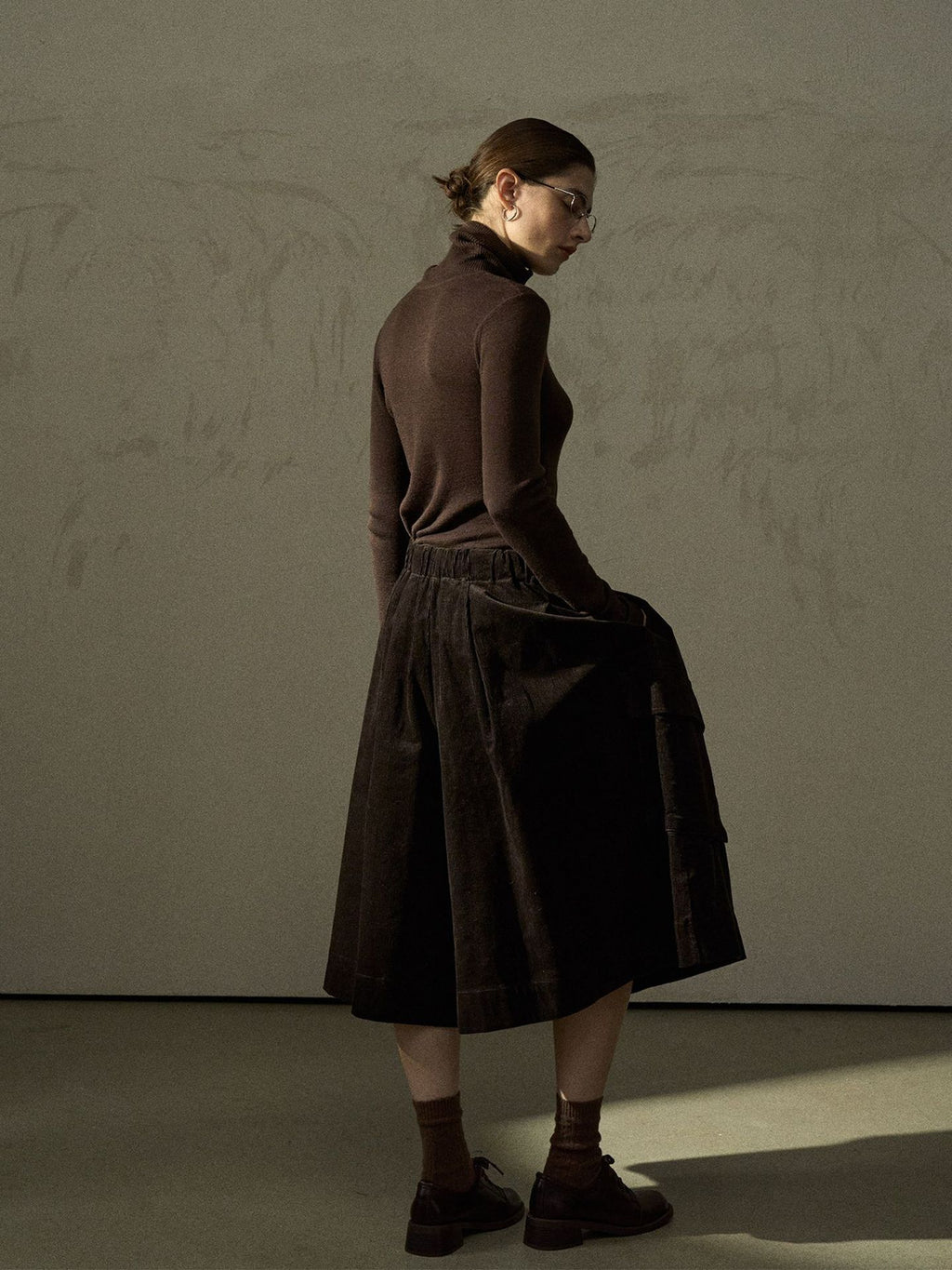 Corduroy Workwear Fit Comfortable Midi Skirt Pants