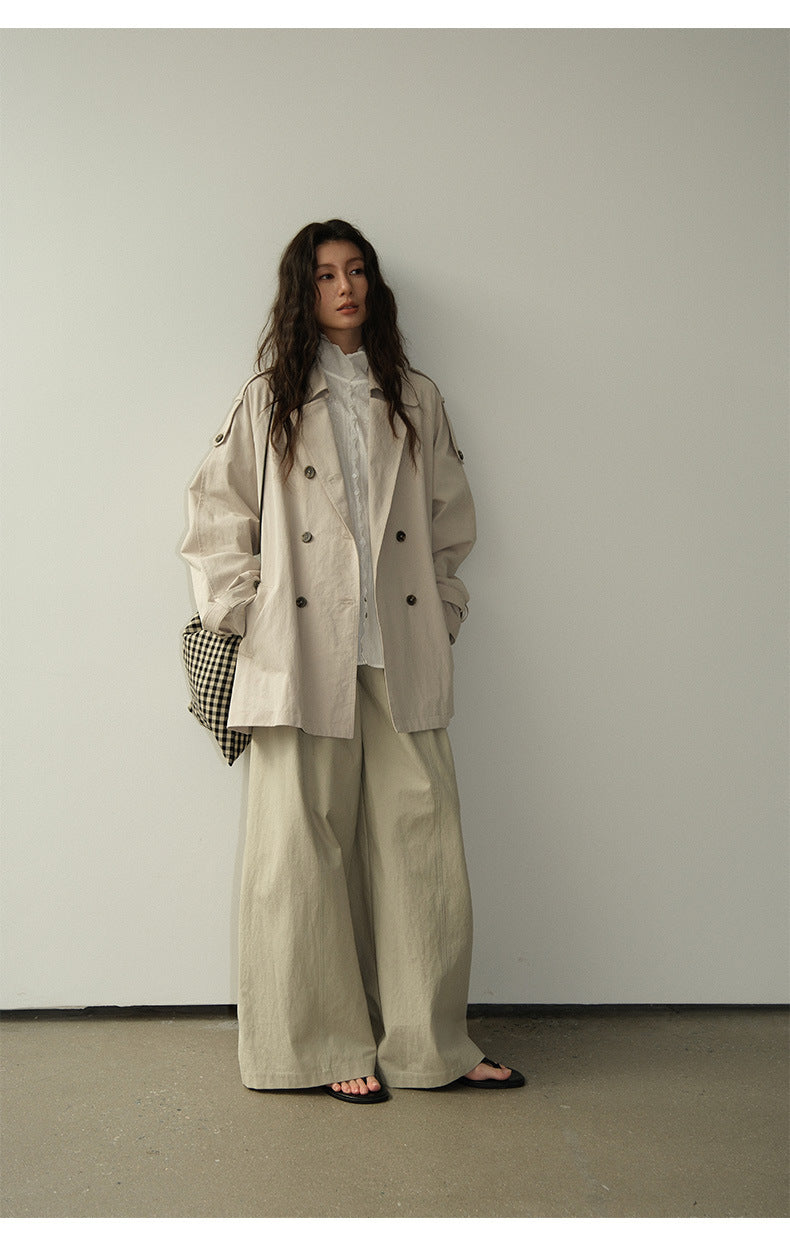 Double-Breasted Lapel Mid-Length Trench Coat