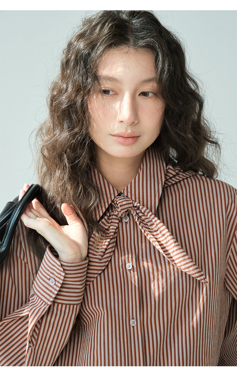 Striped Scarf Long-Sleeve Shirt