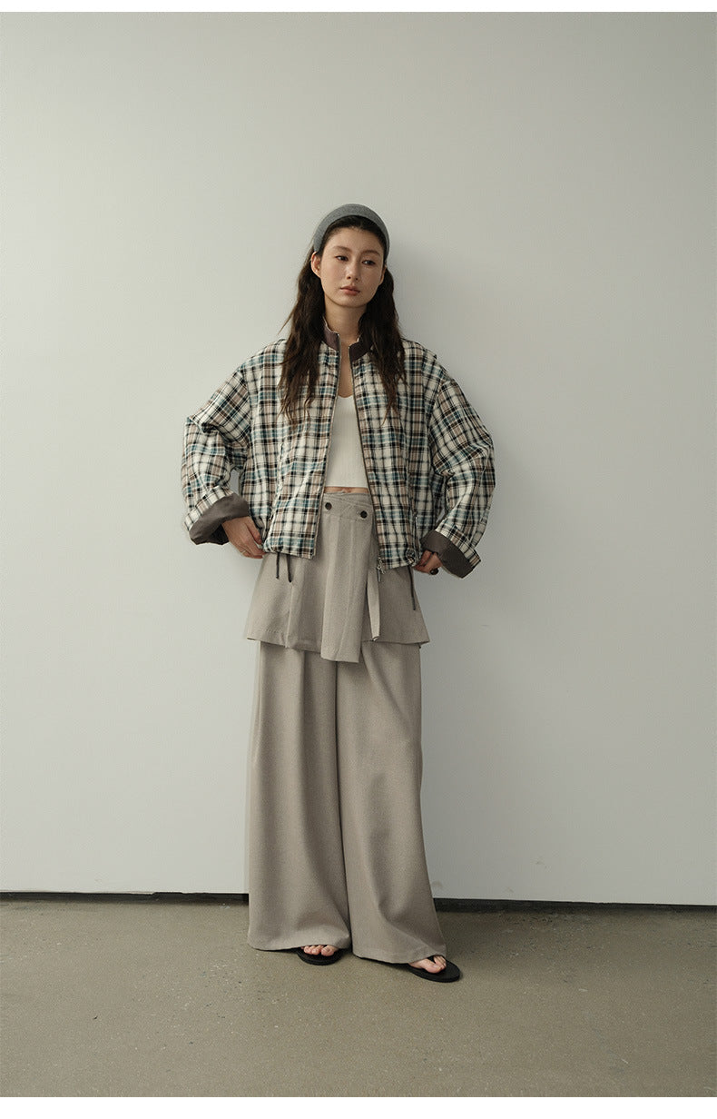 Drape Two-Piece Apron Wide Leg Suit Pants